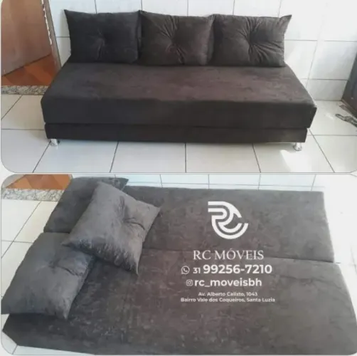 Sofá Cama Bicama 1,70m Material suede D33 Compacto e Funcional