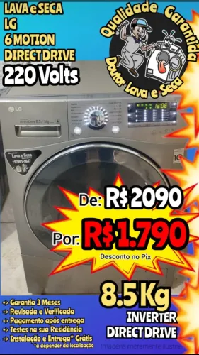 LAVA E SECA LG 220 Volts Inox Garantia! Entrega Grátis*!