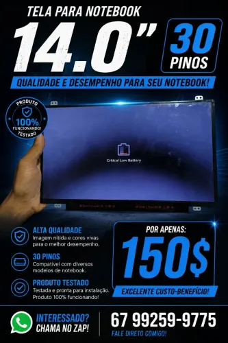 Tela de notebook 14 polegadas 30 pinos 