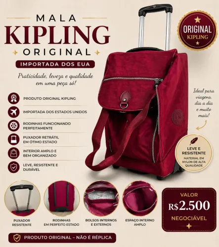 Mala de Viagem Kipling Original Importada EUA Com Rodinhas