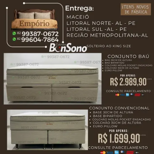 Conjunto cama queen bau ou base convencional e colchão itens novos de fabrica pronta entre