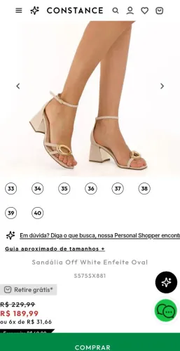Sandália nova, nunca usada. Marca CONSTANCE