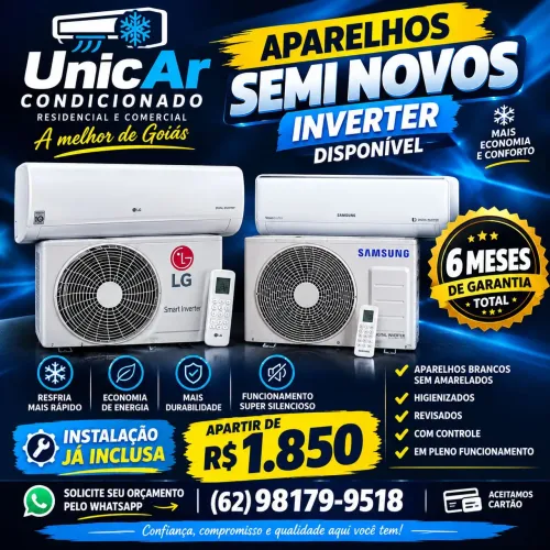 Ar condicionado semi novo inverter disponíveis aproveite apartir de 1.850 instalado