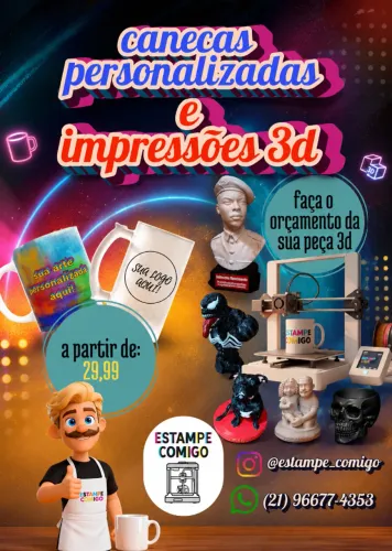 canecas e impressões 3d personalizadas