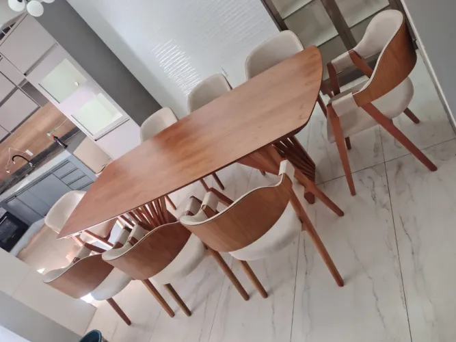 Mesa de Jantar 250x110 Com 8 Cadeiras Poltronas
