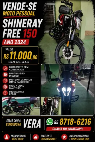 Vendo moto Shineray free 150 ano 2024