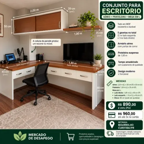 CONJUNTO COMPLETO PARA ESCRITÓRIO