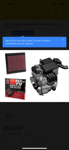 FILTRO DE AR K&N PARA MOTOR VOLKSWAGEN 1.6 16V MSI