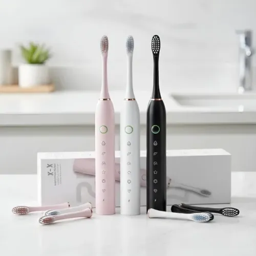 Escova de Dente Elétrica Ultrassônica c/ 4 Refis - Apenas R$25