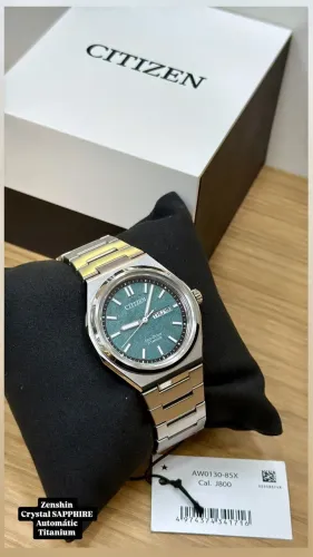 CITIZEN Zenshin Titanium verde AW0130-85X - Garantia Internacional de 3 anos 