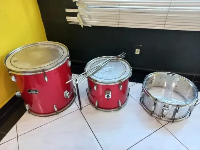 KIT Bateria Bumbo Tom Caixa Pearl - Usados