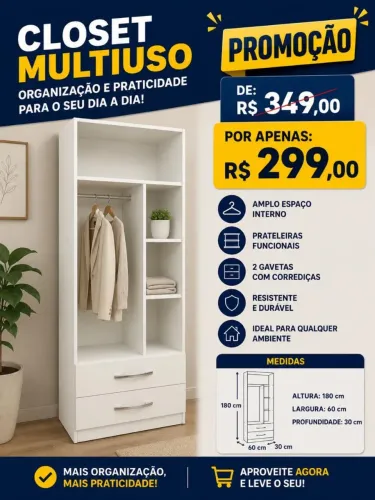 Closets 100% MDF Entrega Grátis
