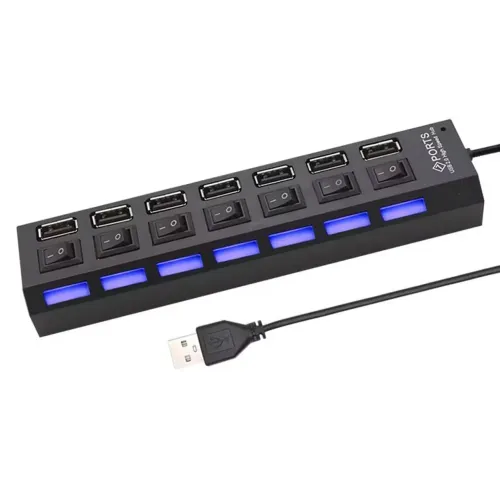 Hub USB com 7 Entradas USB de Alta Velocidade com Botão Liga/Desliga