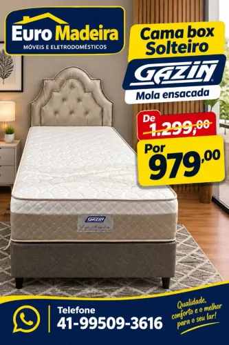 Cama box solteiro Gazin - Novo