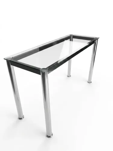 Mesa pes cromados e tampao de vidro de 9mm