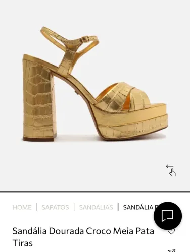 Sandália AREZZO NOVA Dourada Croco Meia Pata Tiras