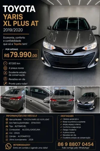 Toyota Yaris XL Plus T. Sed. 1.5 Flex 16V Aut. 2020
