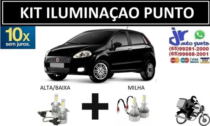 Kit Lampada Ultra LED (Alta/Baixa/Milha) Punto 6000K 12V 24V