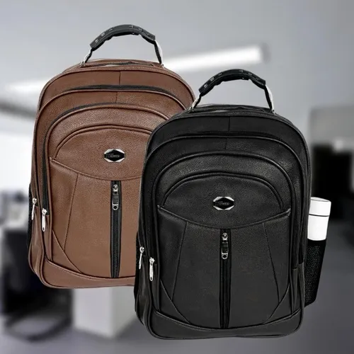 Mochila Masculina De Couro Executivo Trabalho Social Faculdade Viagem