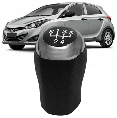 Bola de Câmbio Hyundai Hb20 Hb20S Hb20X 1.6 - Preta c/ Aro Cromado