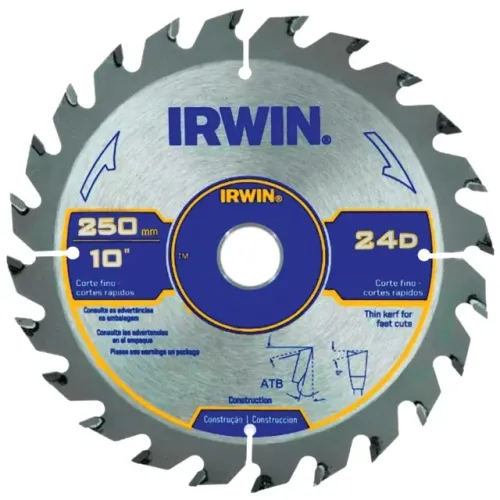 Disco Lâmina de Serra Circular para Madeira 10 Polegadas 250mm x 30mm x 24 Dentes Irwin IW