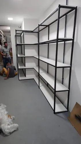 Estante Industrial em L MDF branco