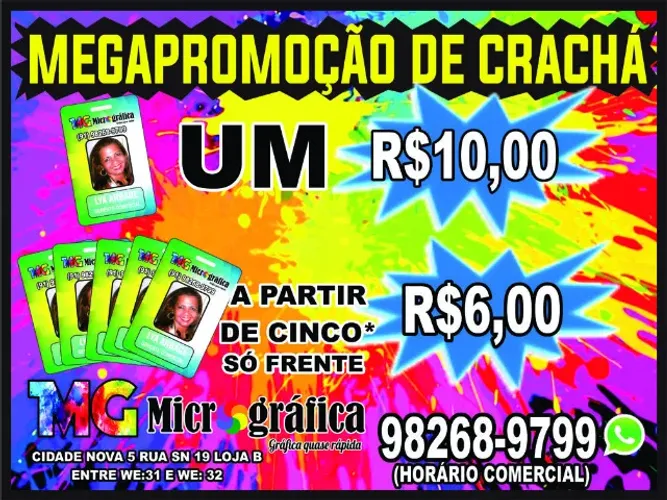Crachás em pvc, carteira e credenciais em Ananindéua Cidade nova.