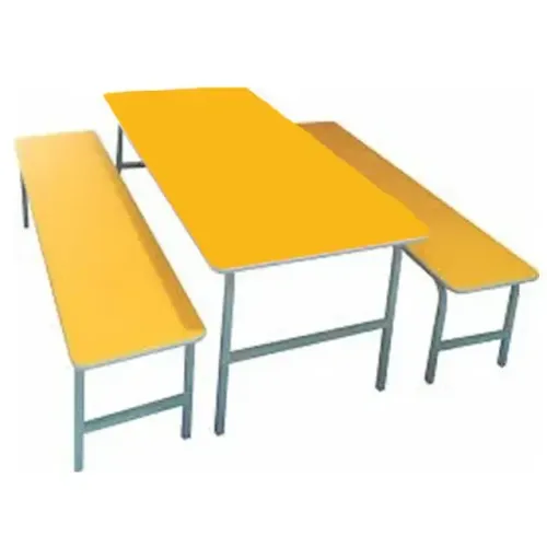 MESA DE REFEITÓRIO ADULTO 8 LUGARES TAMPO E ASSENTO COR AMARELO