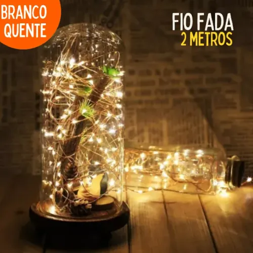 Fio de Fada Cordão De 2m de Luz Branco Quente Bateria _ CS209