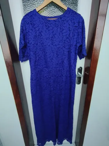 Vestido renda longo gg azul marinho 
