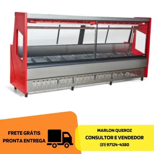 Balcão de Açougue 3 Metros Vermelho Polar 220v