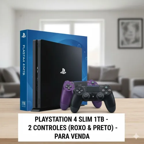Play 4 slim 1tb 2 controles e jogos 