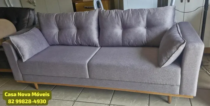 Sofá 4 Lugares Moderno Cinza