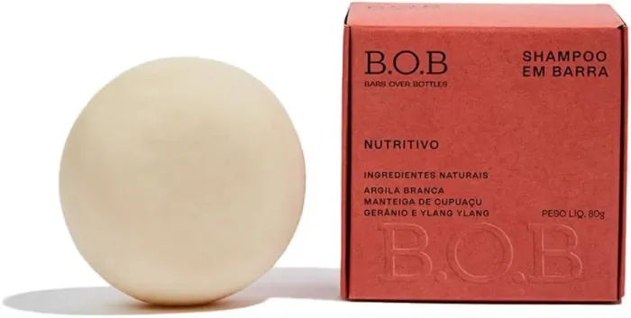 BOB Shampoo em Barra Nutritivo Natural Ylang Ylang Cabelos Ressecados Longa Duração - 80g