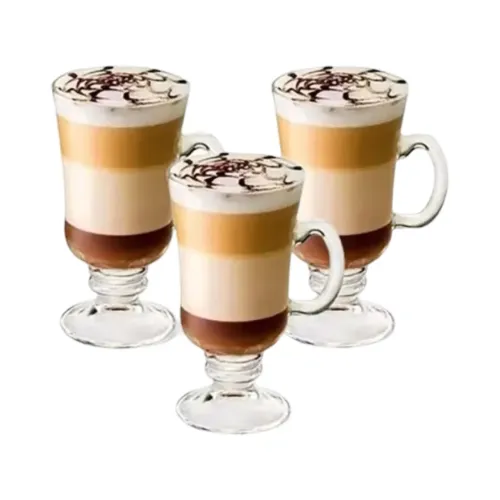3 Canecas de Café Irish Coffee - Vidro - Novo