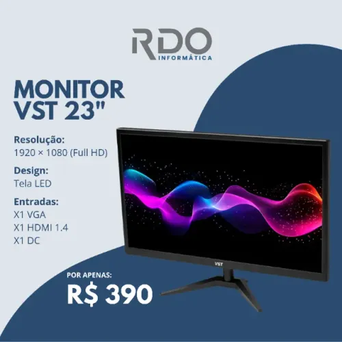 Monitor VST 23" Full HD LED | HDMI/VGA | R$ 390 | Excelente qualidade (NOVO)