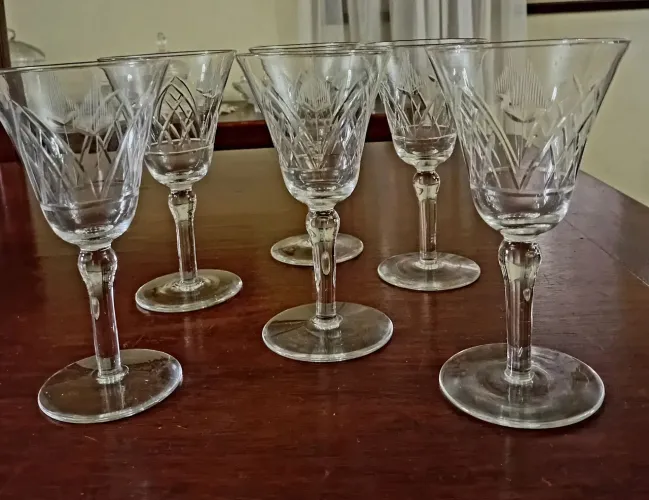 Jogo de 6 Taças de Cristal lapidado