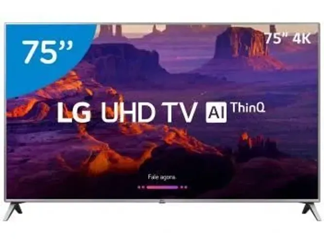 Smart TV LED 75" LG 75UK6520PSA Ultra HD 4k com Conversor Digital 4 HDMI 2 USB Wi-Fi