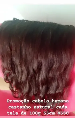 Cabelo Humano Castanho Natural - Tela 100g 55cm