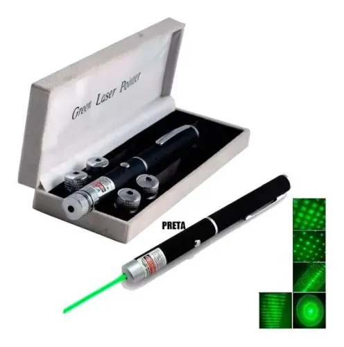 Caneta Laser Pointer Verde Led Lanterna 500wm 5 Pontas