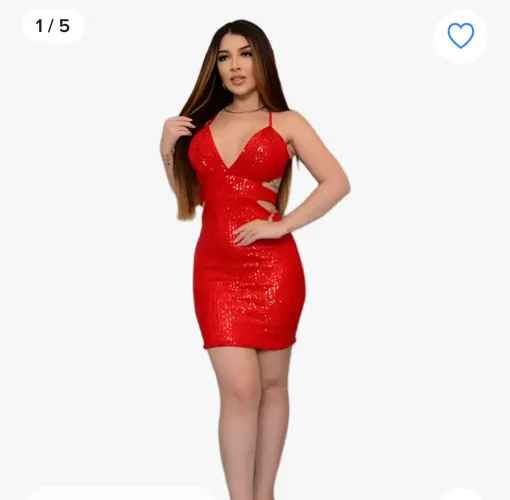 Vestido paetê vermelho TAM G novo 