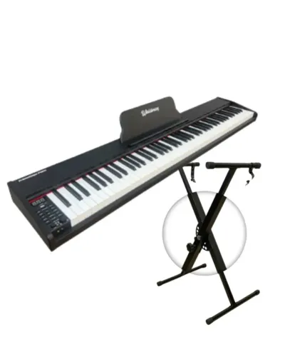 Piano Digital Waldman Stage WPS-88 + Suporte Estante Dupla Em X
