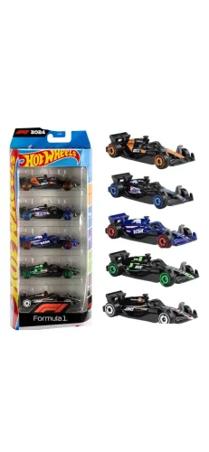Hot wheels fórmula 1 pack 5 carrinhos 1:64 coleção