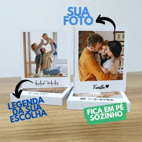 Quadro de Mesa MDF - Foto De Mesa - Personalizado Sua Foto - Polaroid de mesa