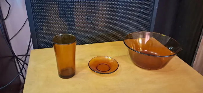 Duralex conjunto de Louças com 3 peças de Vidro Âmbar - Original