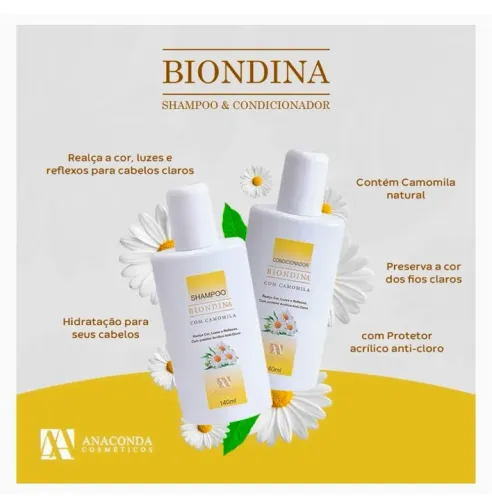 Shampoo e Condicionador Biondina com Camomila - Cabelos Claros