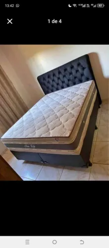 Cama queen size com colchão New Life colchão bem alto