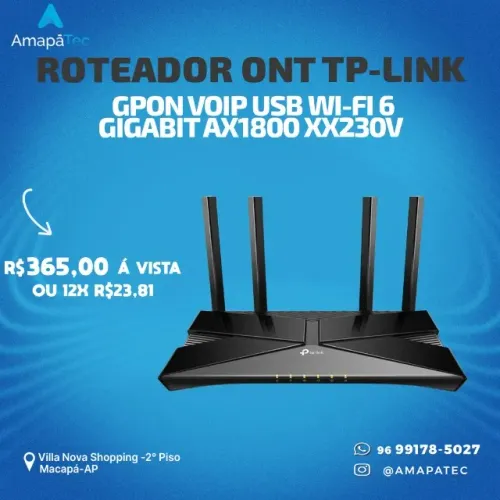 Roteador Otn Gpon Voip Usb Wi-Fi 6 Gigabit Ax1800 Xx230V