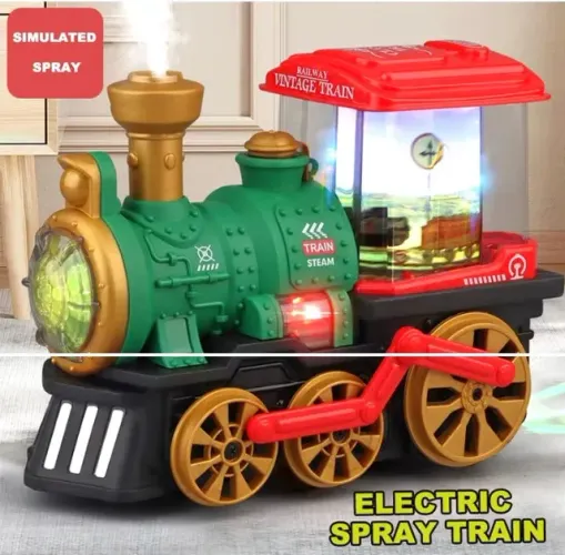 Trem de brinquedo com pulverização