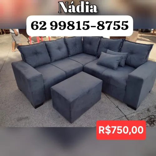 Sofá de canto 4 lugares com puff novo